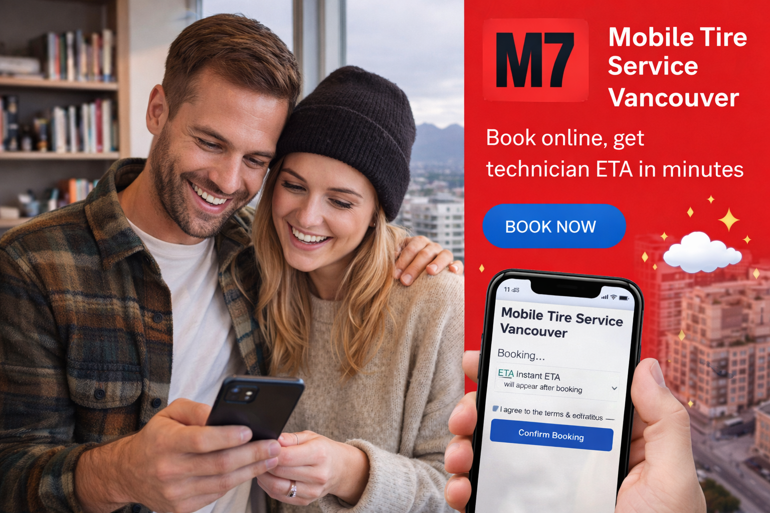 M7 Mobile Tire Service Vancouver book online, get technician ETA in minutes