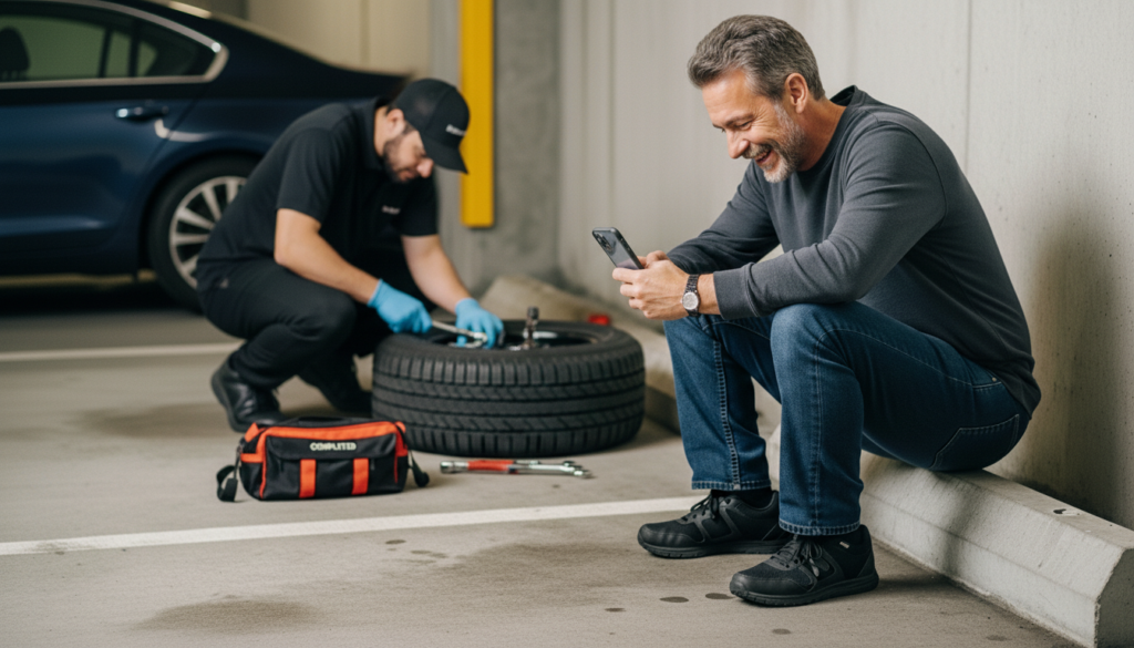 Kitsilano Condo Parkade Flat? Mobile Tire Change With Clearance-Friendly Gear